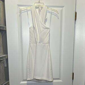Amanda Uprichard White Halter Sheath Mini Dress